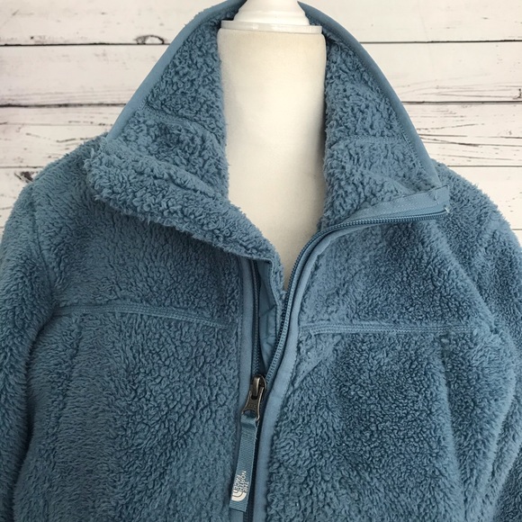 THE NORTH FACE Blue Warm Sherpa Fleece Full Zip Pockets Jacket - XL - Picture 3 of 8
